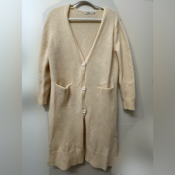 White wool long cardigan 68% wool - Picture 3 of 4